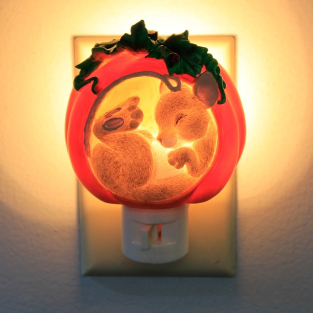 Charming Tails Mouse In Pumpkin Night Light One Nightlight 4 5 Inches Fall Autumn Electric Charming Tails 136050 Resin Orange