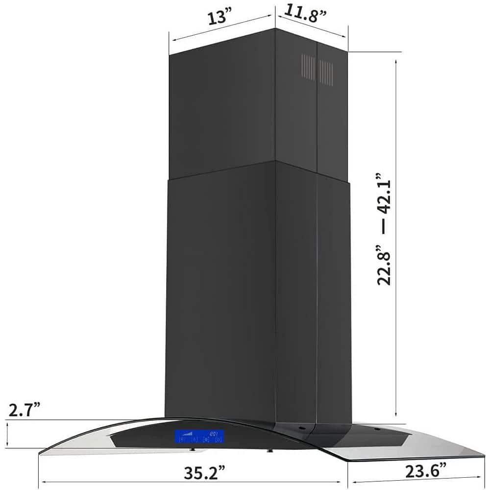 36 in 900 CFM Convertible Island Range Hood in Black Stainless Steel