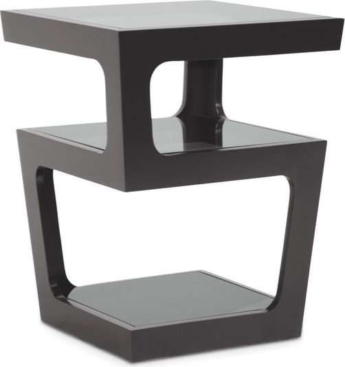 Baxton Studio Clara Black Modern End Table With 3  Tiered Glass Shelves   Transitional   Side Tables And End Tables   by VirVentures  Houzz