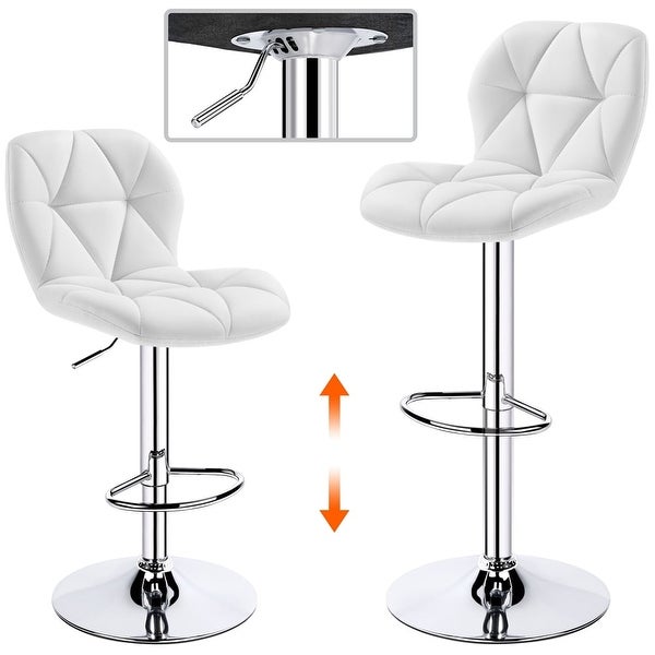 Modern Adjustable Faux Leather Swivel Bar Stool Armless， 2pcs