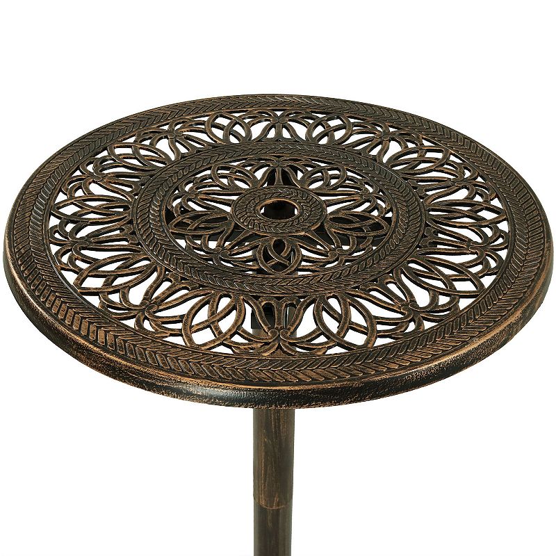 Sunnydaze 26 in Cast Iron Round Patio Bar-Height Table - Bronze