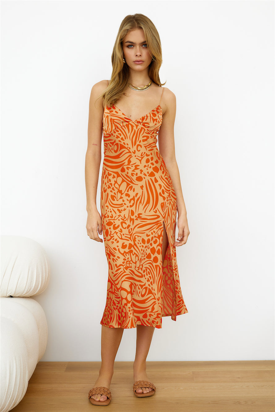 Sunday Getaway Midi Dress Orange