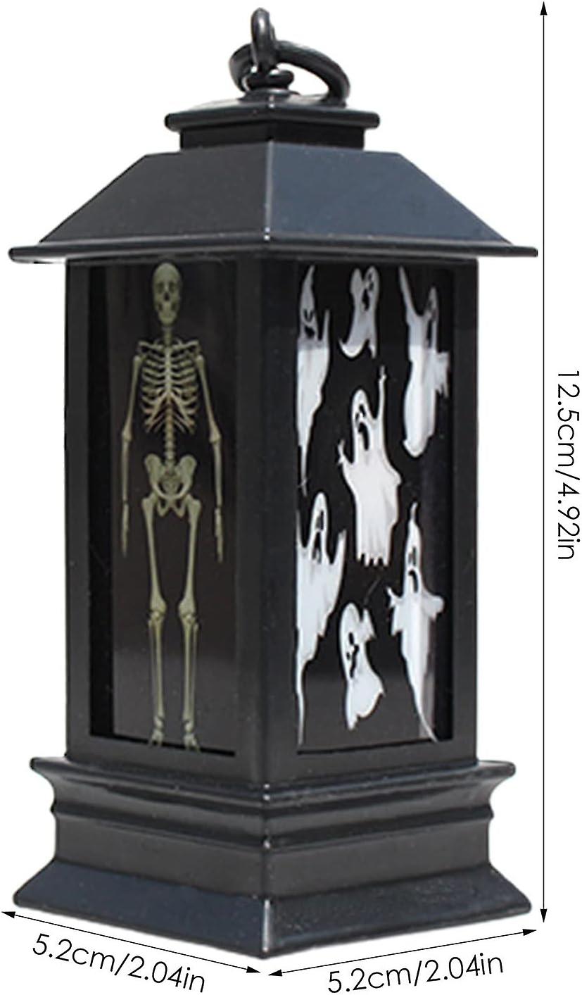 Decorative Mini Lantern Lights， Small Halloween Lanterns， Spooky Skeleton Bat Pumpkin Castle Pumpkin Lights For Indoor Outdoor Horror Theme