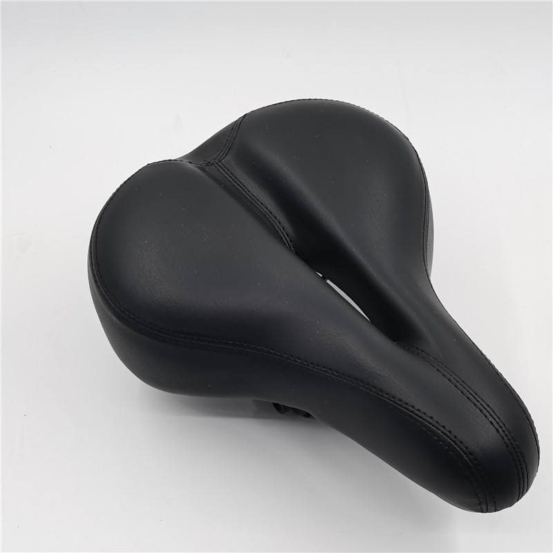 Wide Bicycle Seat Thick Bike Saddle Cycling Men Black Leather Outdoor Parts