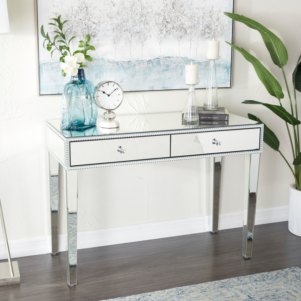 Glam Silver Wood Console Table 560097   Contemporary   Console Tables   by Brimfield  ampMay  Houzz