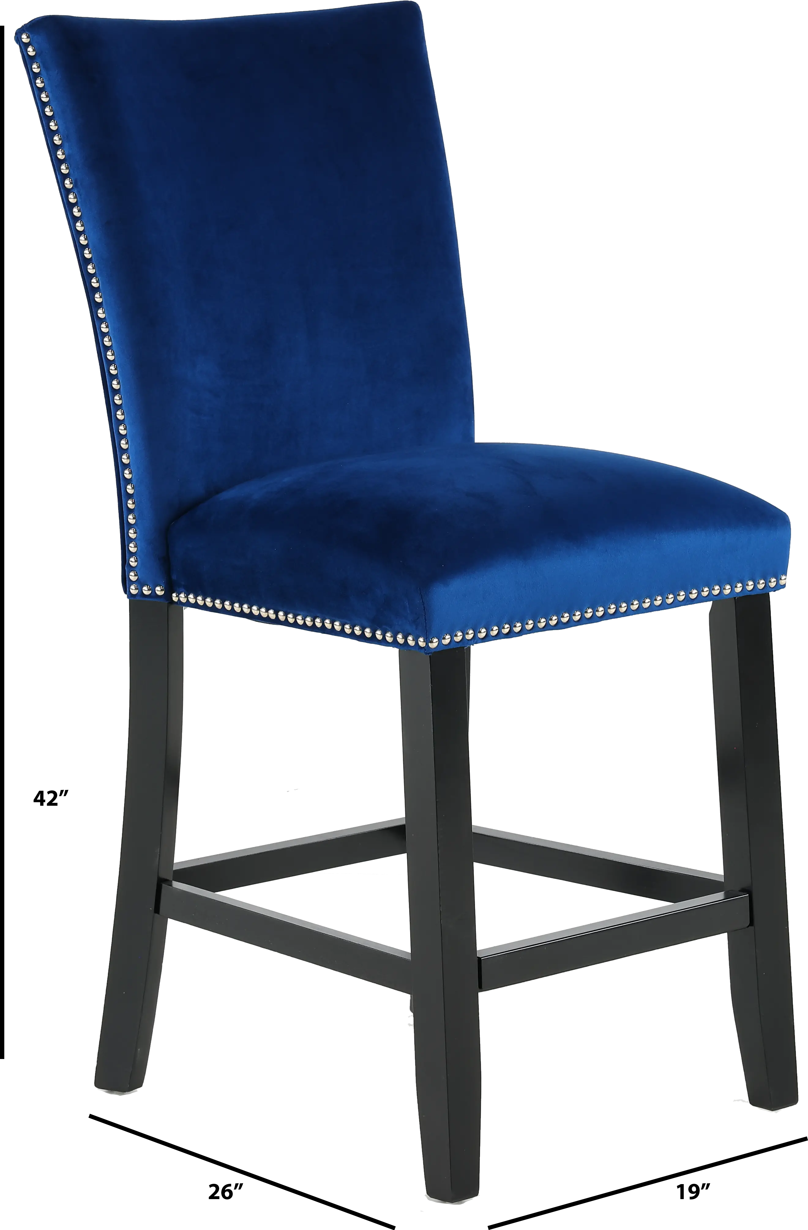 Camila Blue Velvet Counter Height Stool