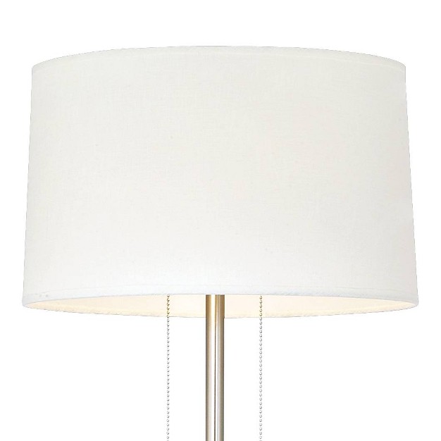 Tall Brushed Nickel Silver Off White Tapered Drum Shade For Living Room Bedroom Office House Home