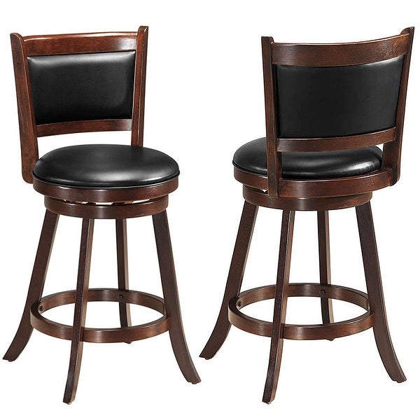 Costway Set of 2 24'' Swivel Counter Stool Wooden Dining Chair