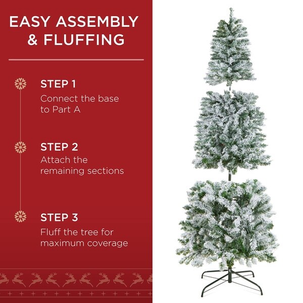 Flocked Pencil Christmas Tree，PreLit Slim Artificial Holiday Decoration，7.5ft Lighted Skinny w/Base，Warm White Lights