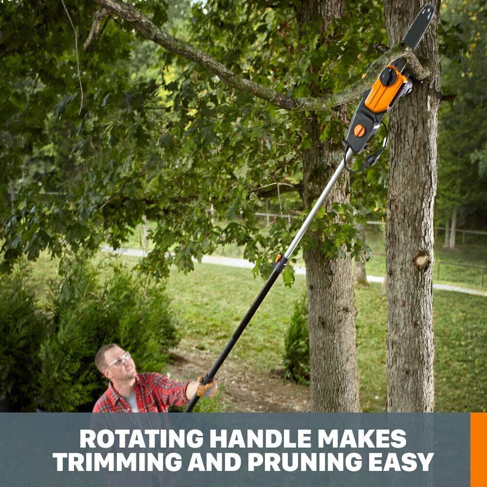 Powerful 2-In-1 Electric Pole Saw Chainsaw Trimmer With Auto-Tension