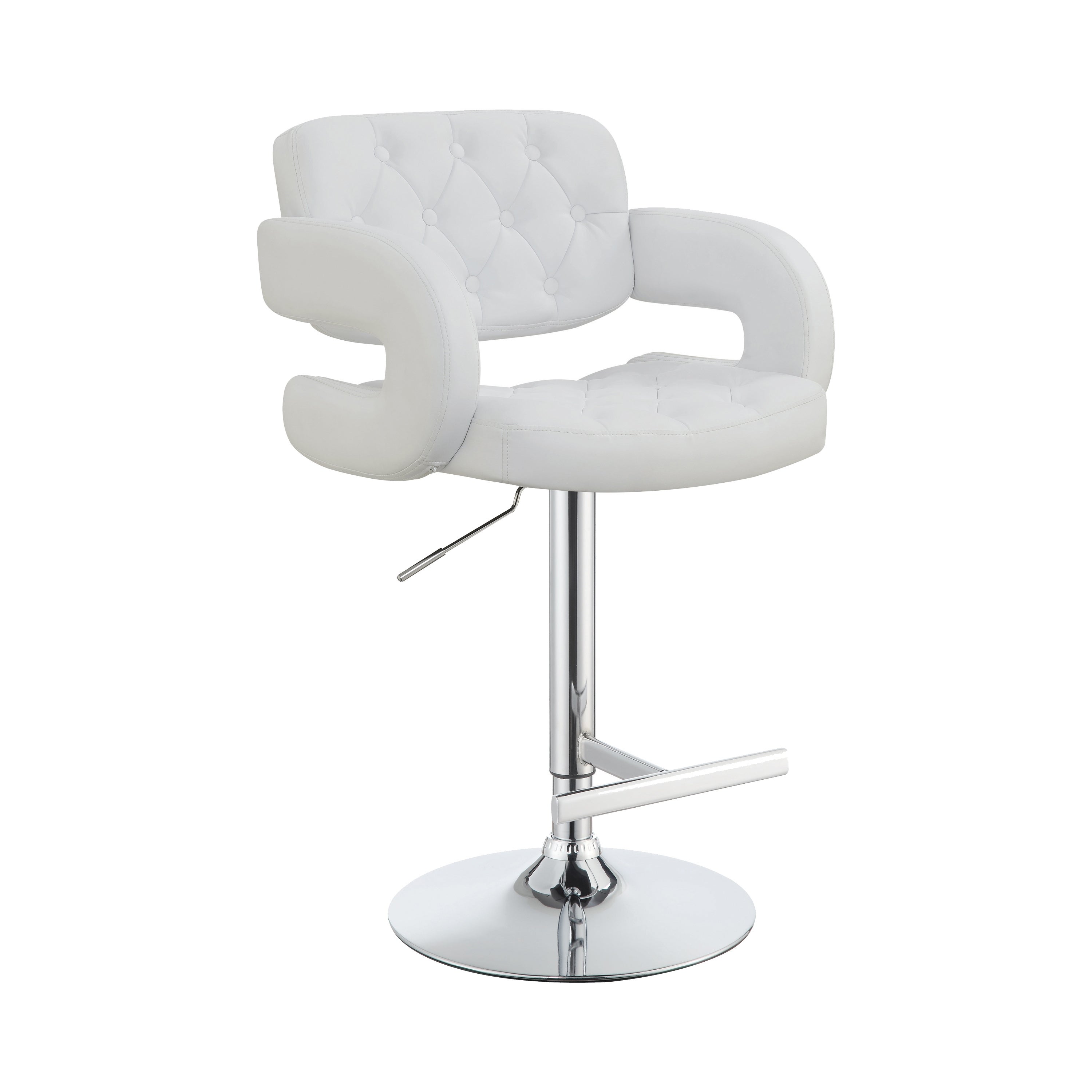 Modern Style Adjustable Height Bar Stool， White - 38 H x 24.5 W x 24 L Inches