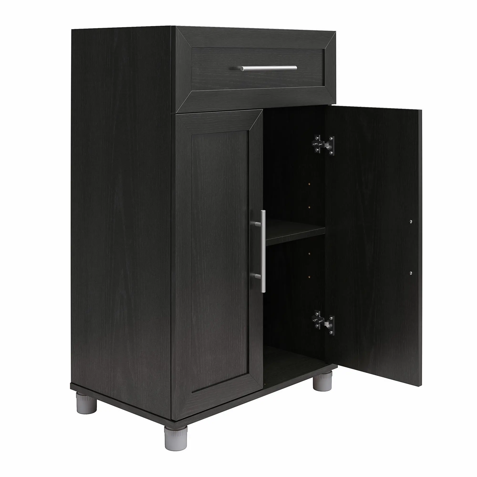 Camberly Framed Black Oak Storage Cabinet with Drawer