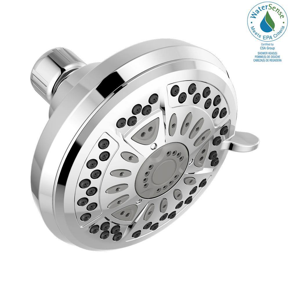 Delta 6-Spray Patterns 1.75 GPM 4.38 in. Wall Mount Fixed Shower Head in Chrome 75641