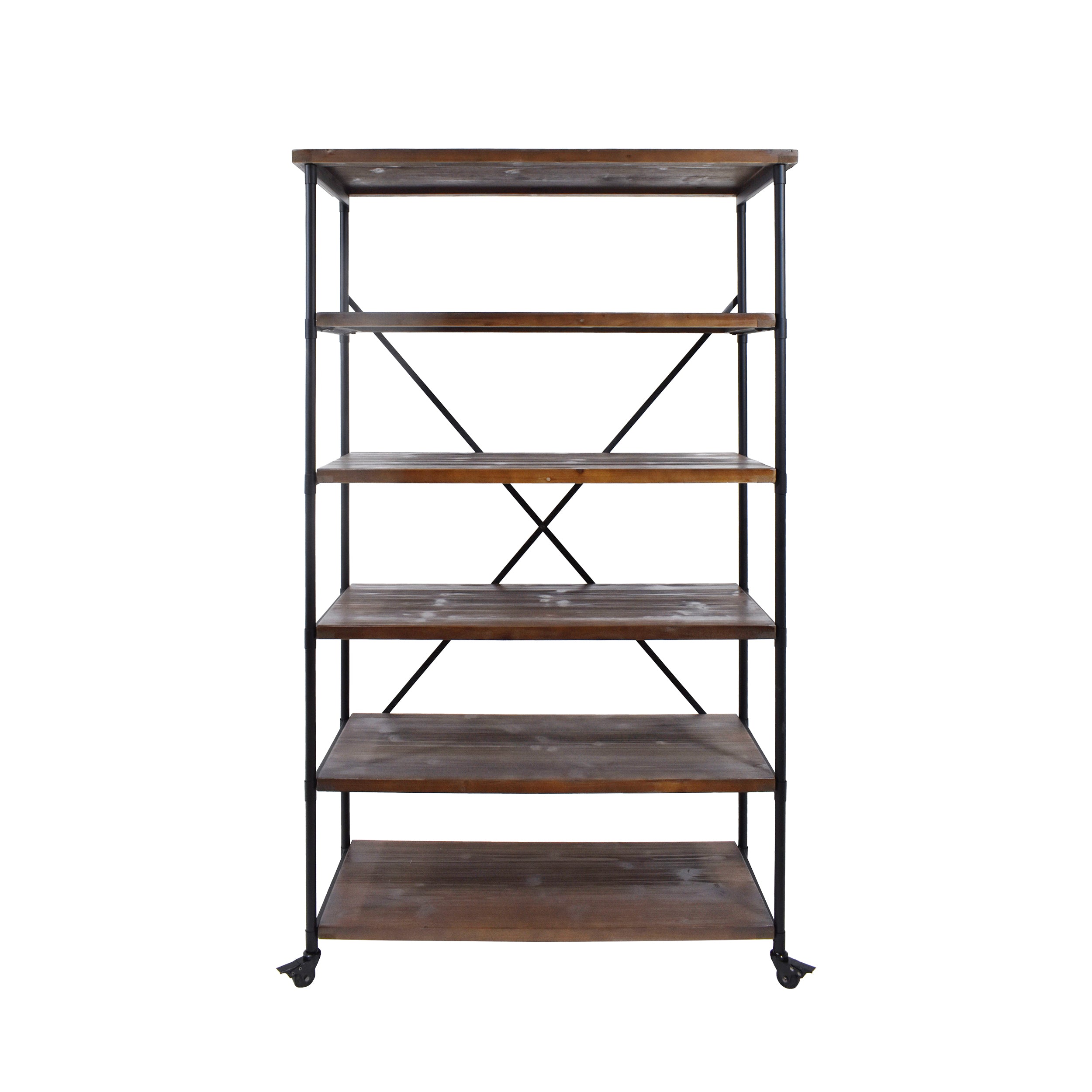 Sullivan Industrial Design 5-Shelf Etagere Bookcase On Wheels