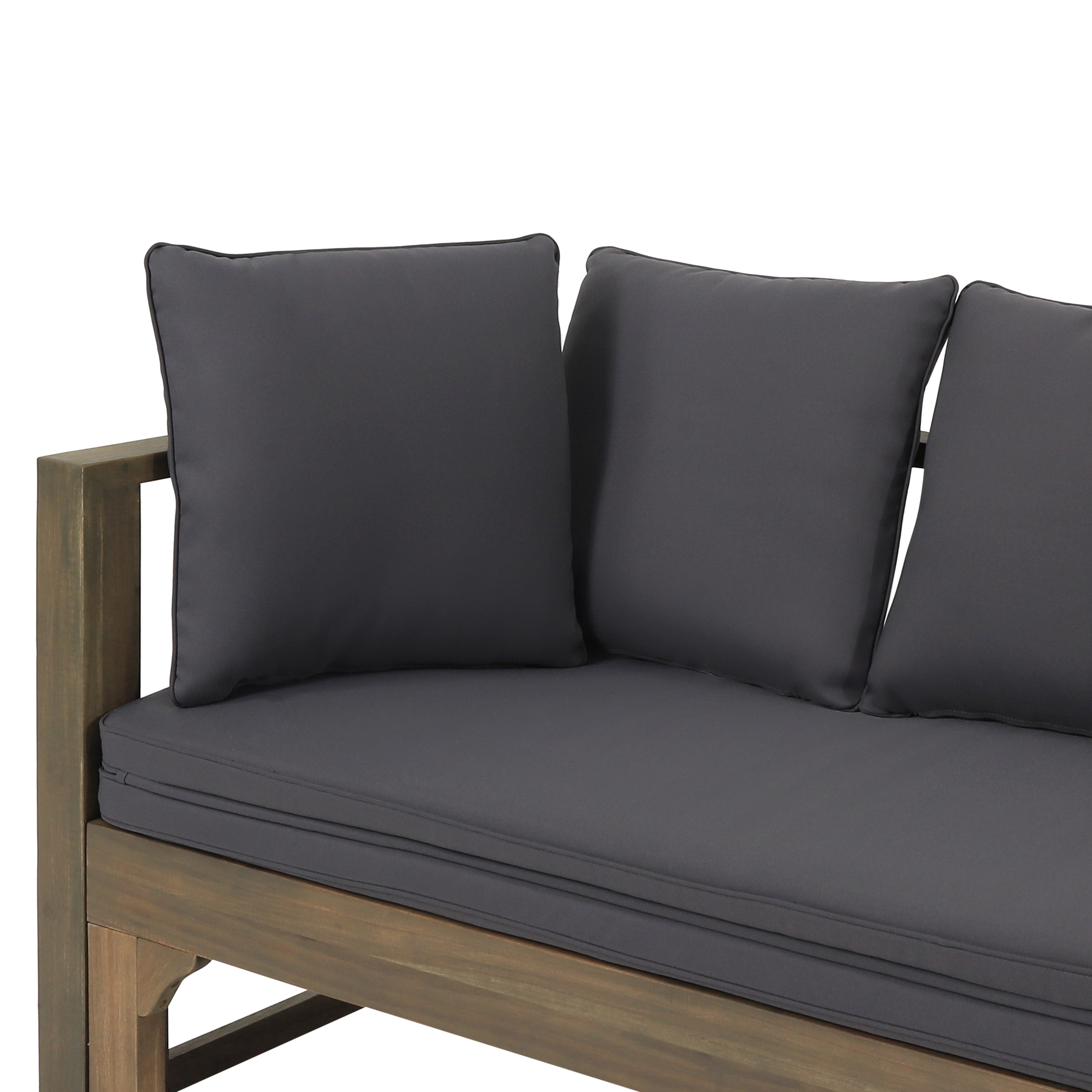 Camille Outdoor Extendable Acacia Wood Daybed Sofa