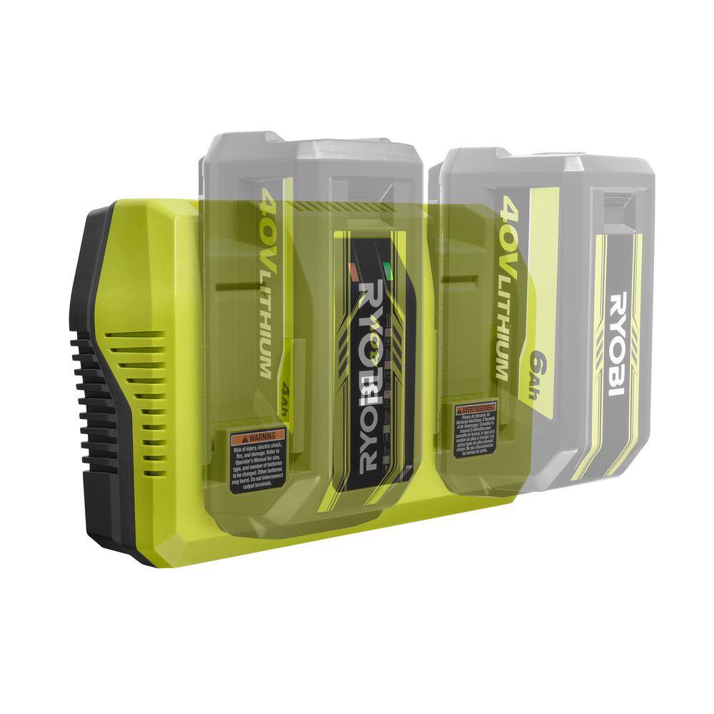 RYOBI 40-Volt Lithium Ion Dual Port Rapid Charger OP409A