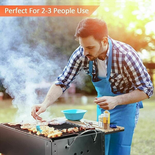 20” Portable Foldable Outdoor Charcoal Barbecue Grill Tabletop BBQ Grill Tool for Cooking Black