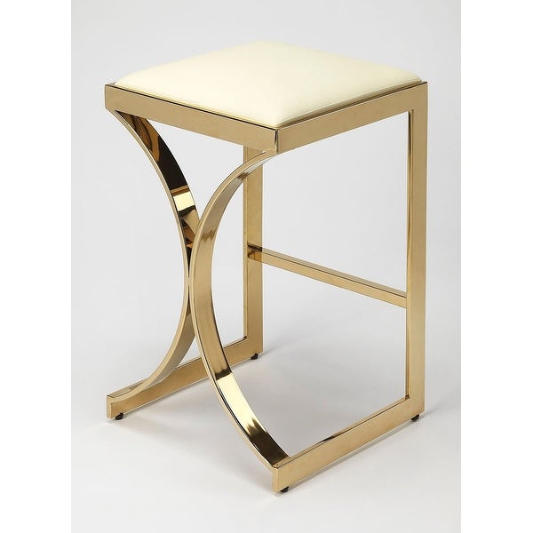 Offex Natalya Backless Counter Stool w/ Plush Faux Leather Seat - Gold - 14