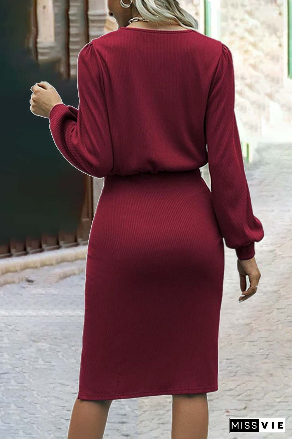 Fashion Solid O Neck One Step Skirt Dresses(6 Colors)