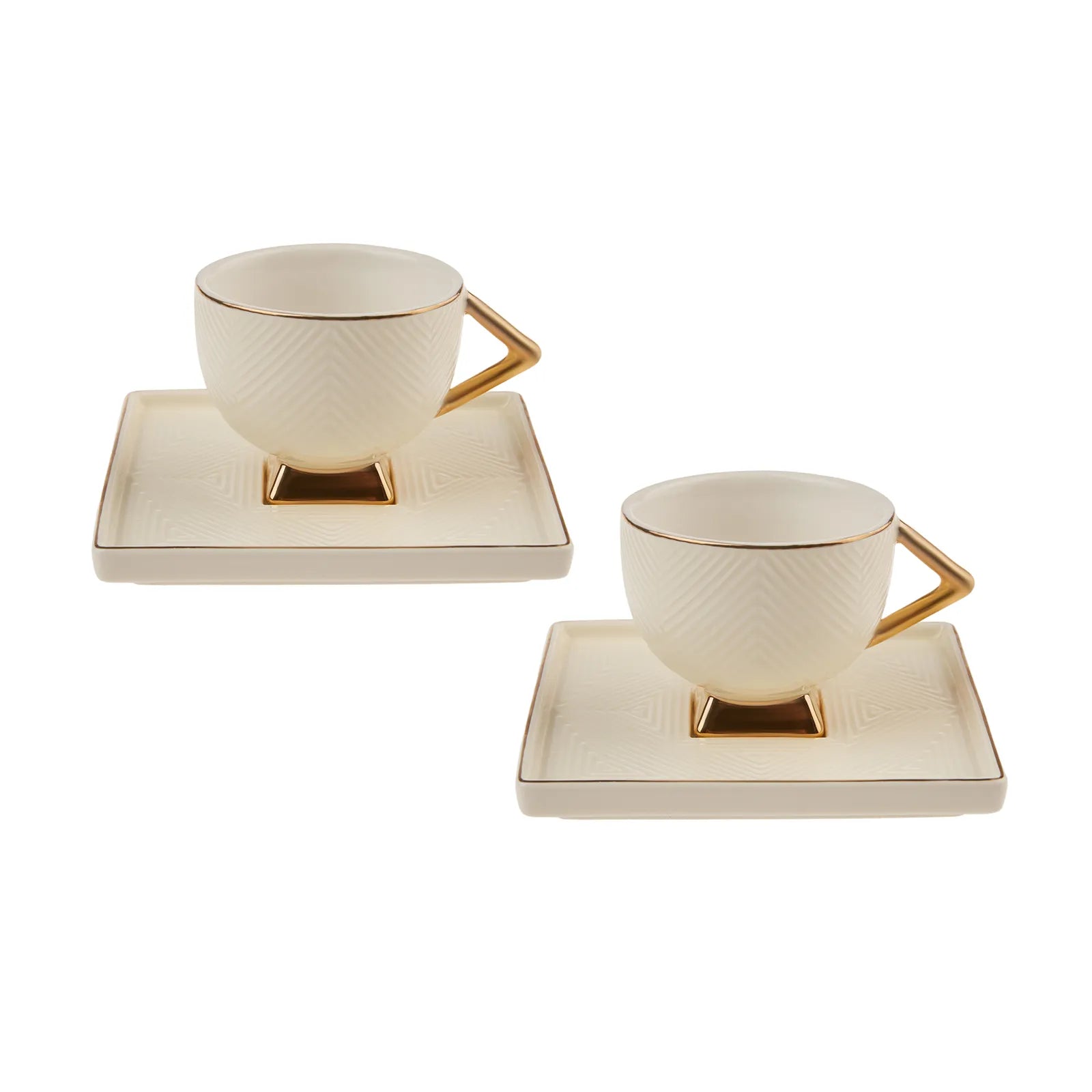 Karaca Art Deco Cream Set Of 2 Coffee Cups 90 Ml 153.03.06.4857