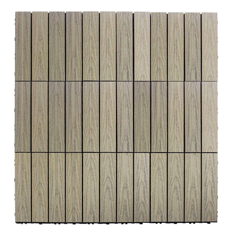 NewTechWood UltraShield Naturale 1 ft. x 1 ft. Quick Deck Outdoor Composite Deck Tile Sample in Roman Antique US-QD-ZX-AT-S