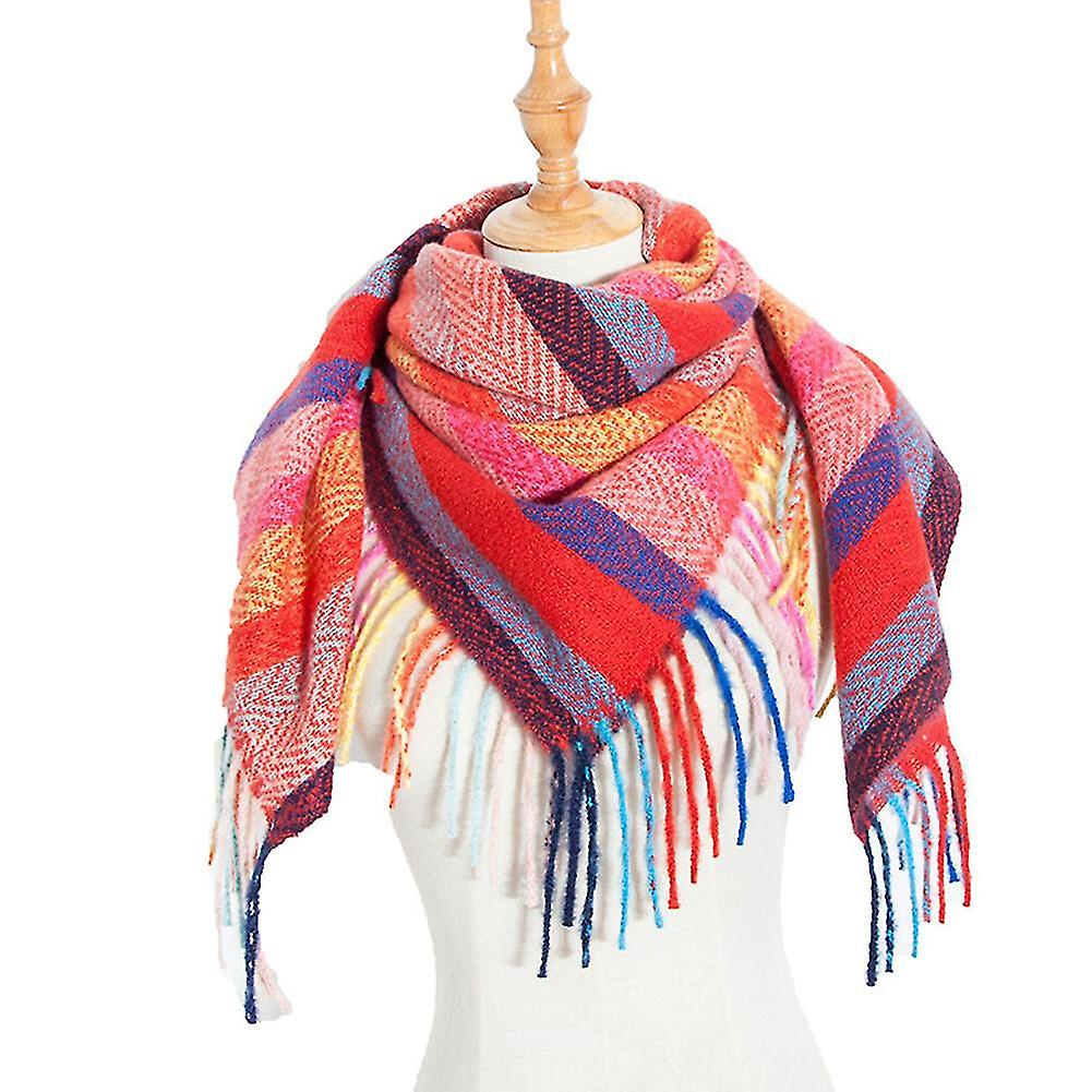 Winter Wool Women's Check Box Shawls Wraps