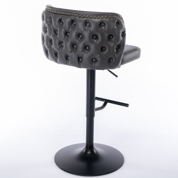 Swivel Barstools Adjusatble Seat Height， Modern PU Upholstered Bar Stools with The Whole Back Tufted