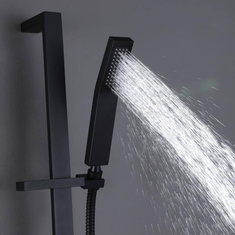 Hlihome 1-Spray Multifunction Slide Bar with Hand Shower in Matte Black RBDK-0885-MB