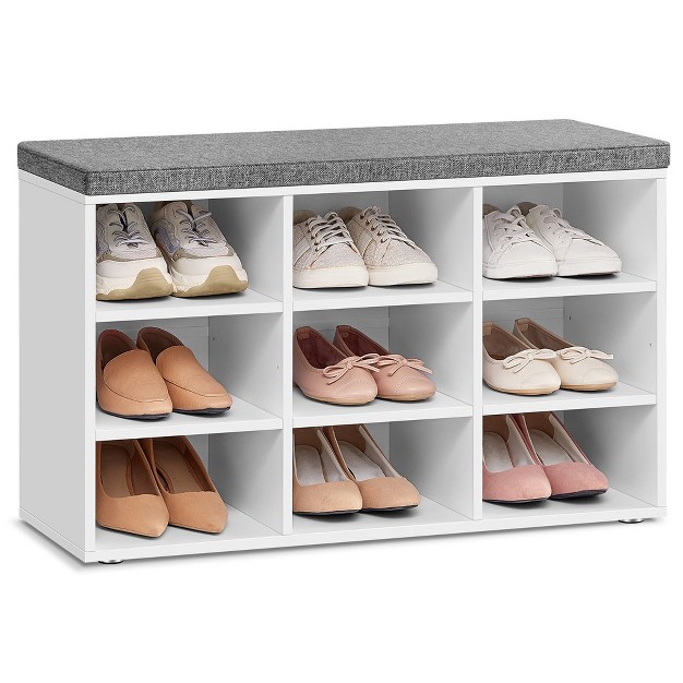 Vasagle Shoe Bench With Cushion White And Gray