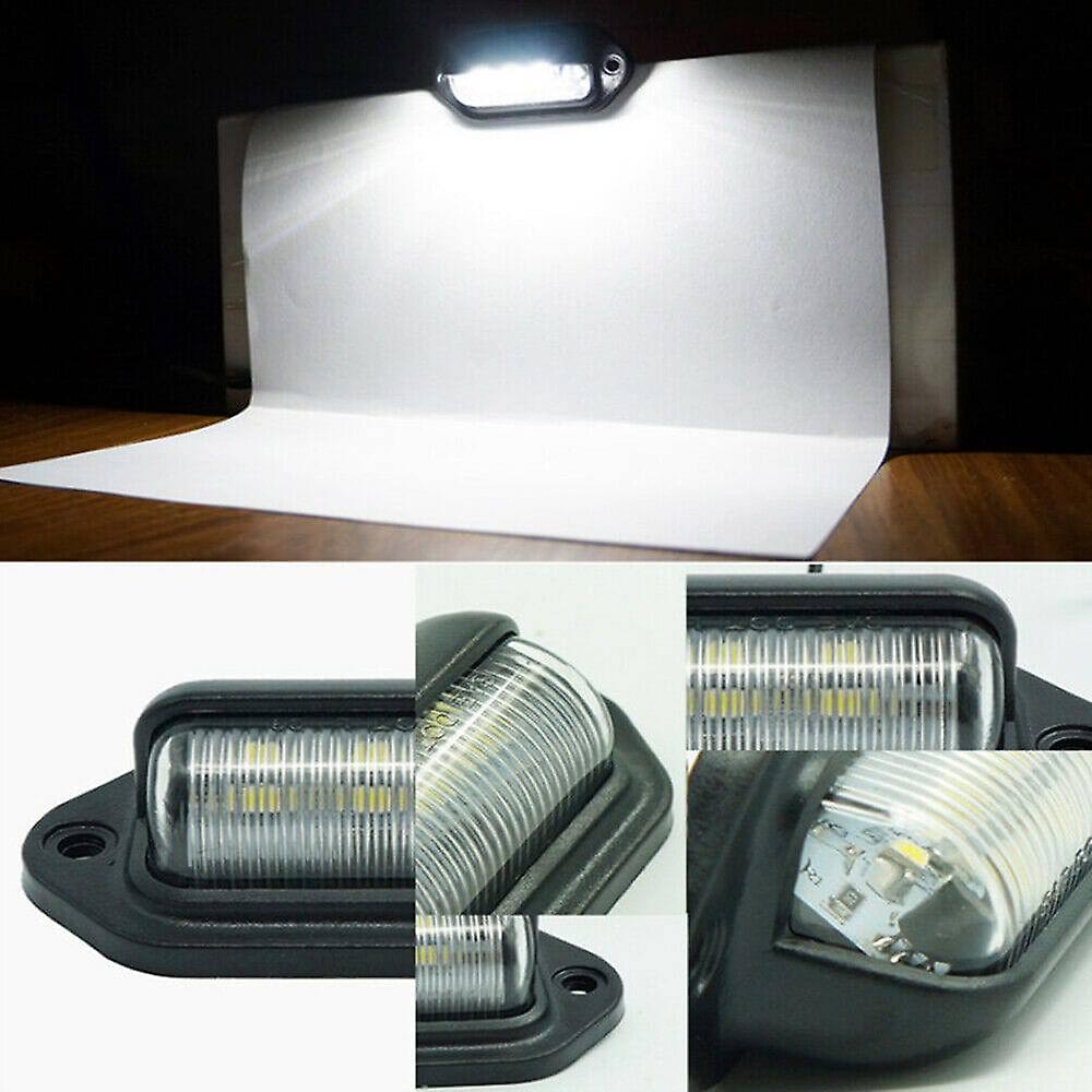 2Pcs 6 led license number plate light lamps for truck suv trailer lorry 12/24v