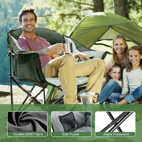 DoCred Oversized Camping Chair，Fully Padded Folding Moon Chair