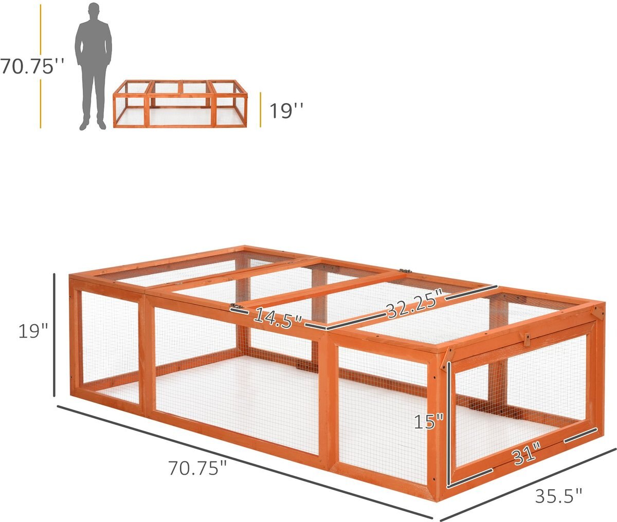 PawHut Wooden Enclosure Small Animal Hutch