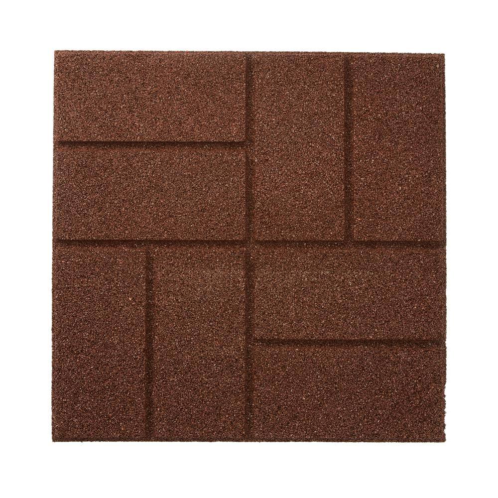 Rubberific 16 in. x 16 in. Brown Dual-Sided Rubber Paver (9-Pack) DCPVBN9