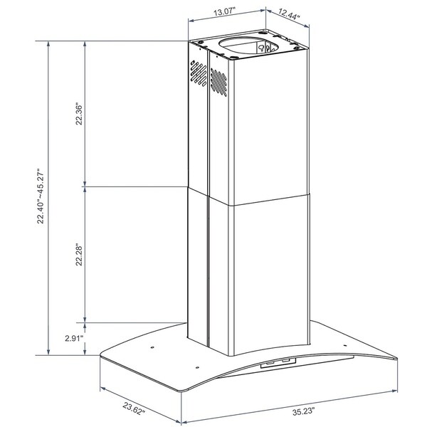 Winflo 36-in Convertible Stainless Steel Island Range Hood with Baffle Filters