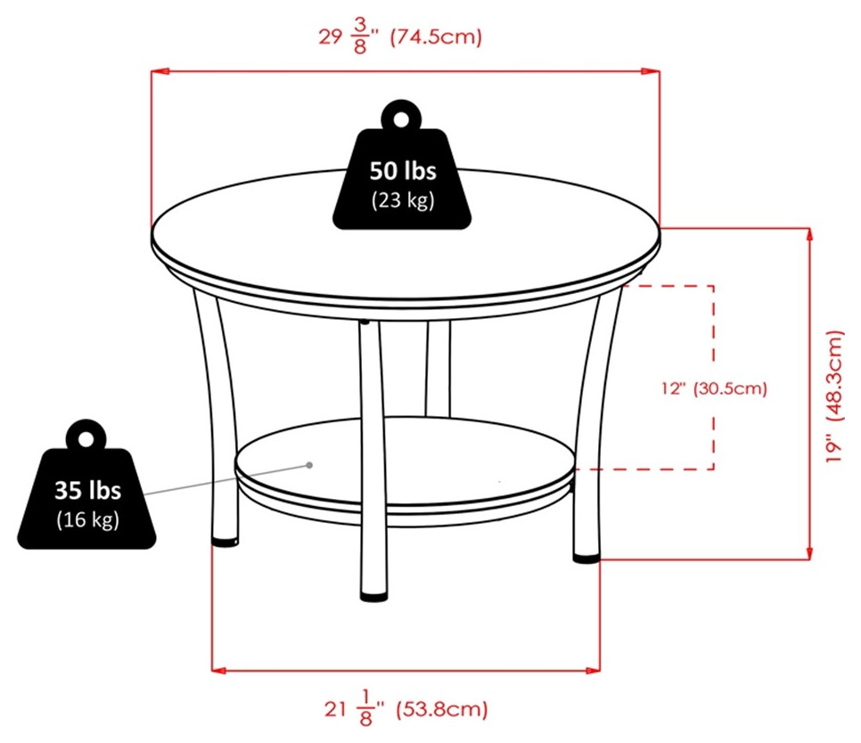 Winsome Maya Round Coffee Table Top with Legs in Black/Metal Finish   Contemporary   Coffee Tables   by Homesquare  Houzz