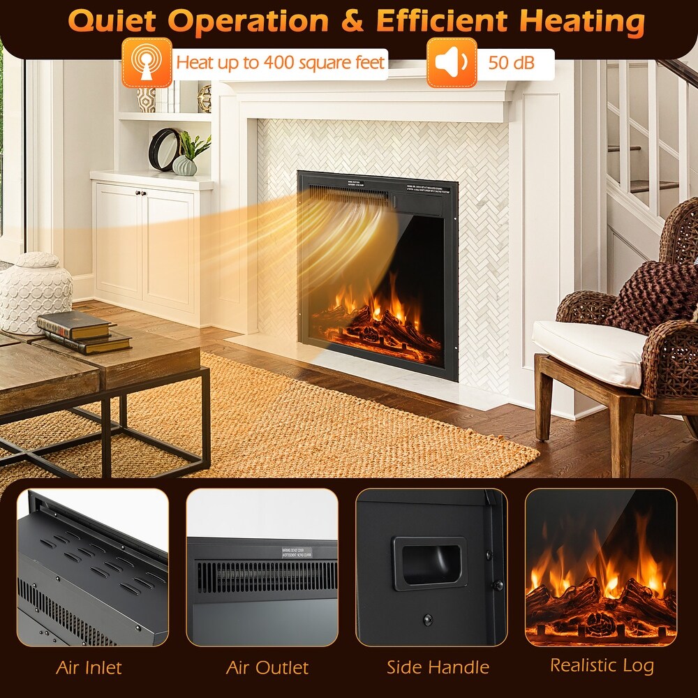 Costway 22.5'' Electric Fireplace Heater Inserts Recessed Ultra Thin   See Details