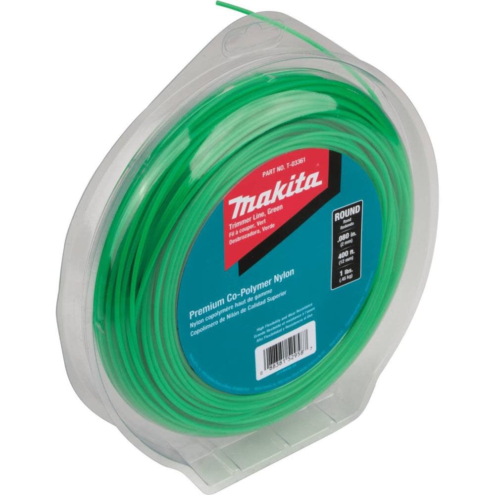 Makita Round Trimmer Line 0.080 Green 400 1 lbs. T-03361 from Makita