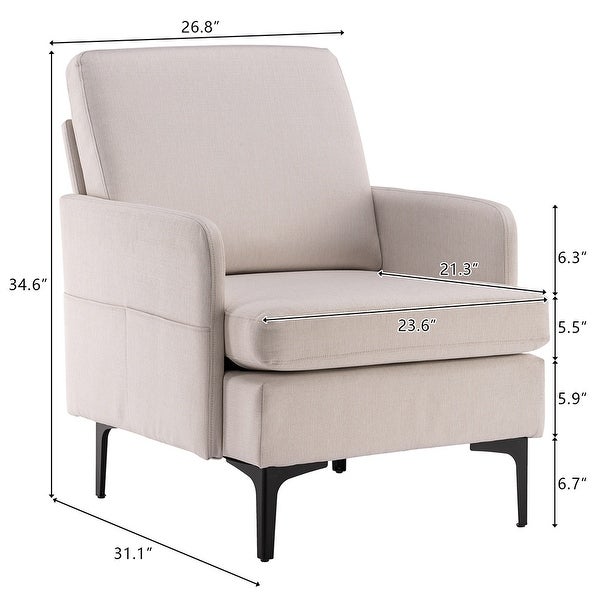 Lounge Chair， Comfy Single Sofa Accent Chair for Bedroom Living Room