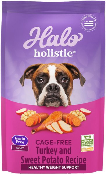 Halo Holistic Complete Digestive Health Grain Free Turkey and Sweet Potato Dog Food Recipe Adult Dry Dog Food