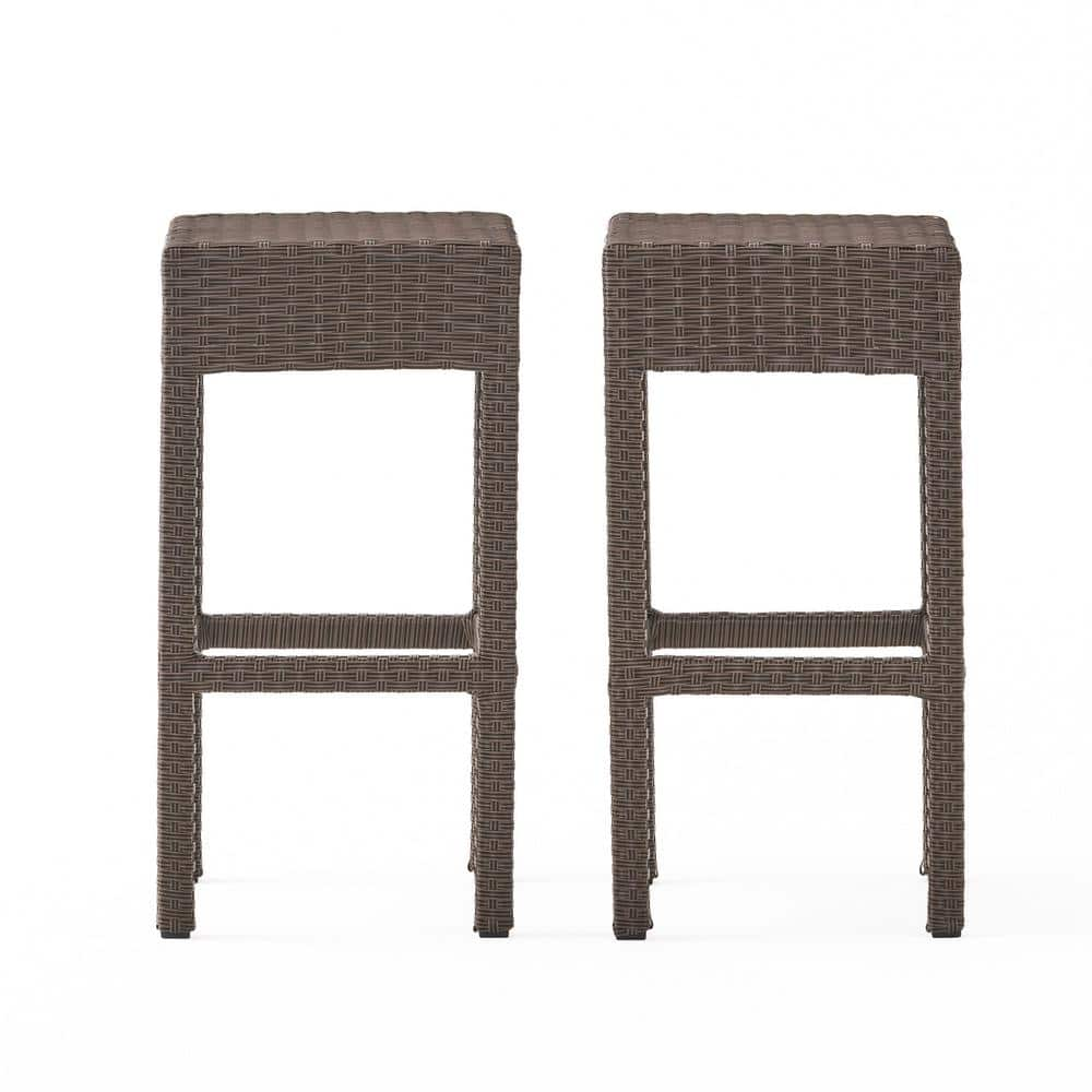 Noble House Yvonne Backless Plastic Outdoor Bar Stool (2-Pack) 2673