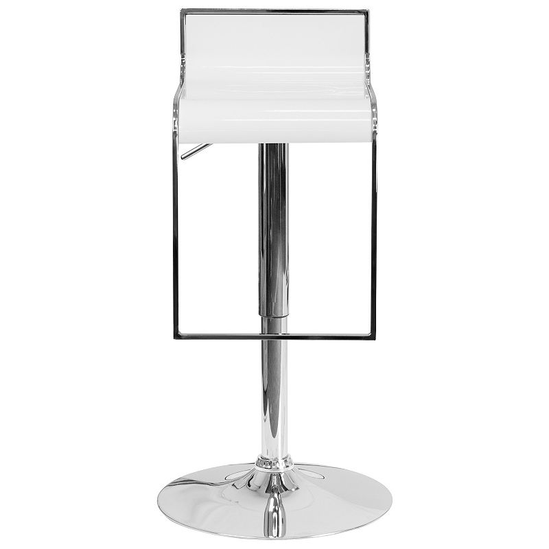 Emma and Oliver White Plastic Adjustable Height Barstool with Chrome Drop Frame