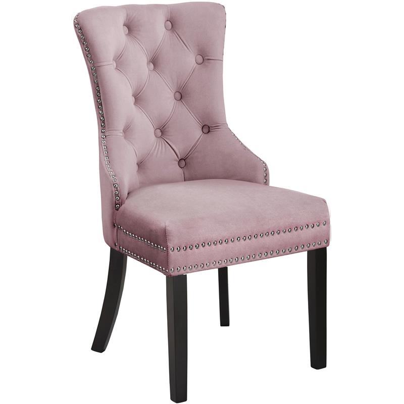 Meridian Furniture Nikki Pink Velvet Dining Chair， Set of 2-Color:Pink Velvet，Style:Contemporary