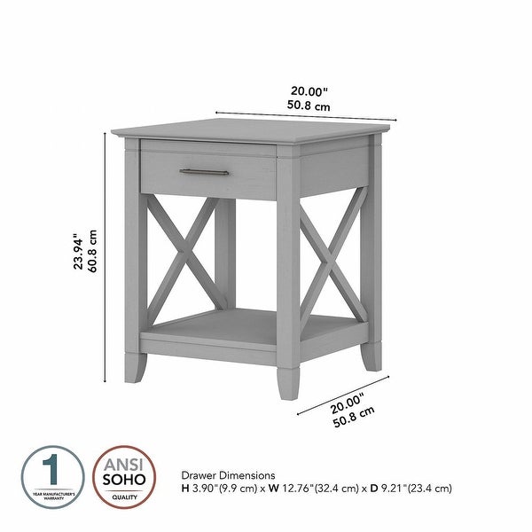 Key West End Table with Storage in Washed Gray