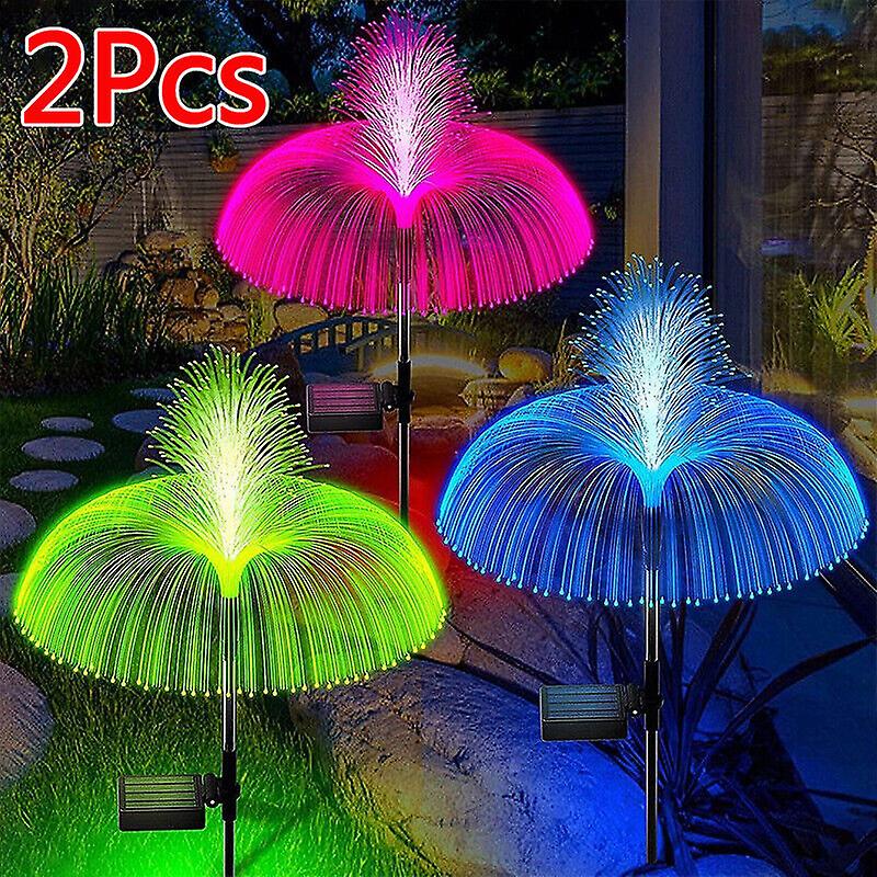 2x Double Layer Solar Jellyfish Light Outdoor Garden Lawn Lamp 7color Changing W12646867