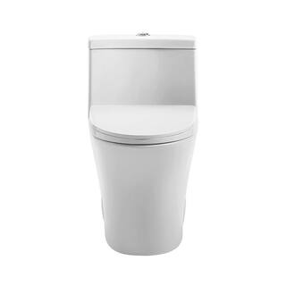 Swiss Madison Bastille 1-Piece 0.81.28 GPF Dual Flush Elongated Toilet in Glossy White Seat Included SM-1T128