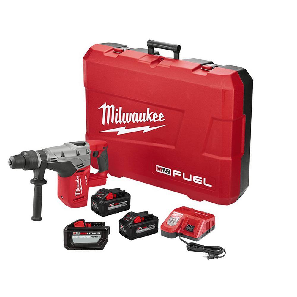 MW M18 FUEL 18-Volt Lithium-Ion Brushless Cordless 1-916 in. SDS-Max Rotary Hammer Kit wTwo 8.0Ah  One 12.0Ah Batteries 2717-22HD-48-11-1812