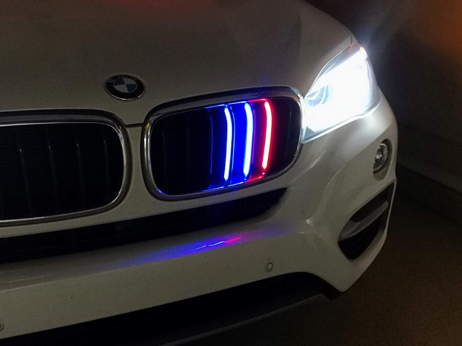 iJDMTOY LED Illuminated M-Color， LED Front Grille Insert Trims Compatible With 2014-18 BMW X5 and 2015-16 X6 7-Beam Standard Center Kidney Grill