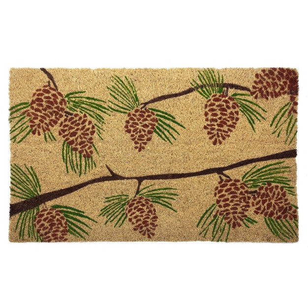 X 2 x27 4 quot Pine Cones Indoor outdoor Coir Doormat Green brown Entryways