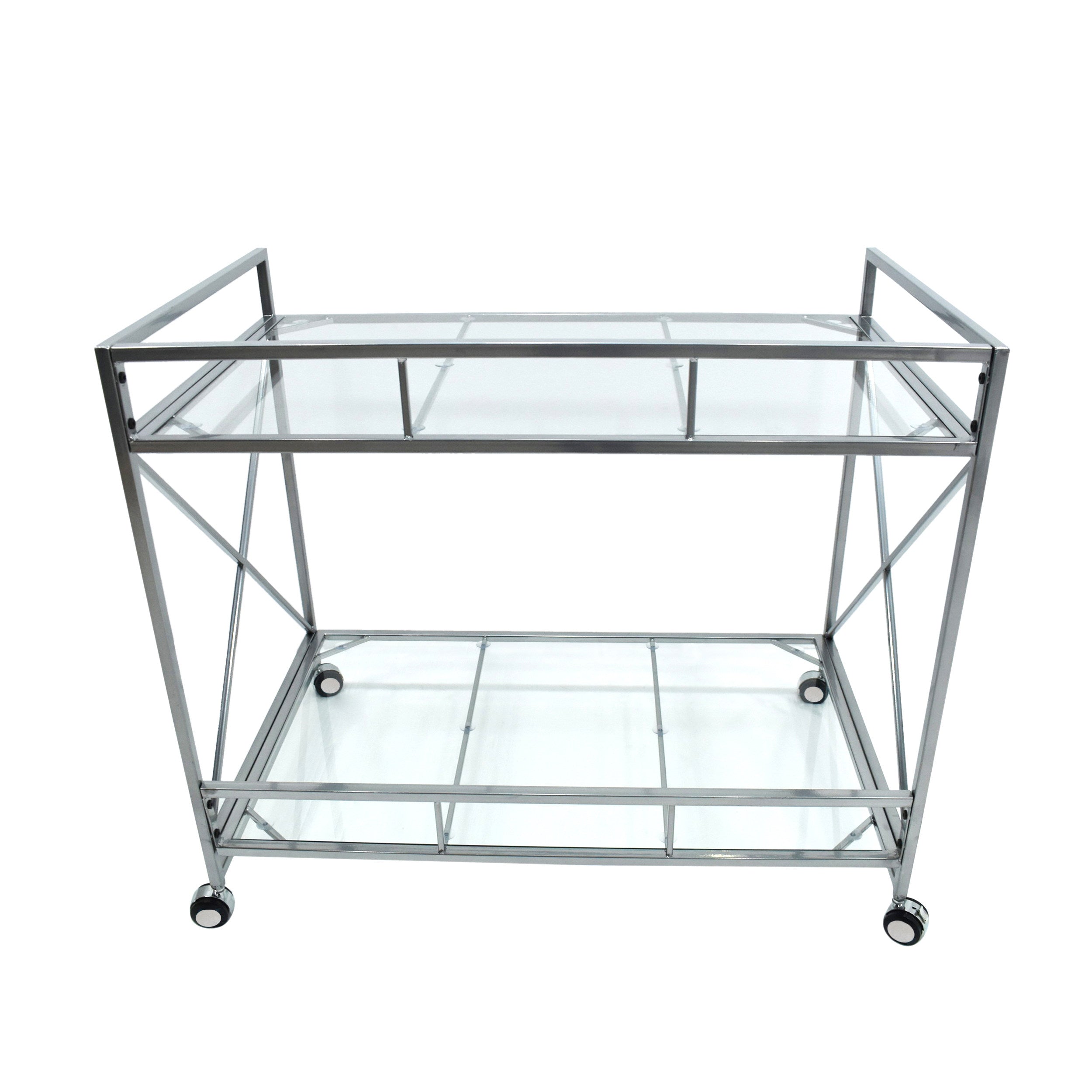 Danae Modern Iron and Glass Bar Cart, Silver