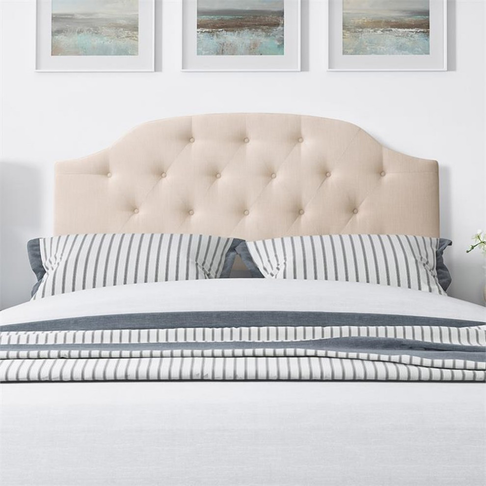 Atlin Designs Tufted Fabric Double/Full Size Headboard in Cream   Transitional   Headboards   by Homesquare  Houzz